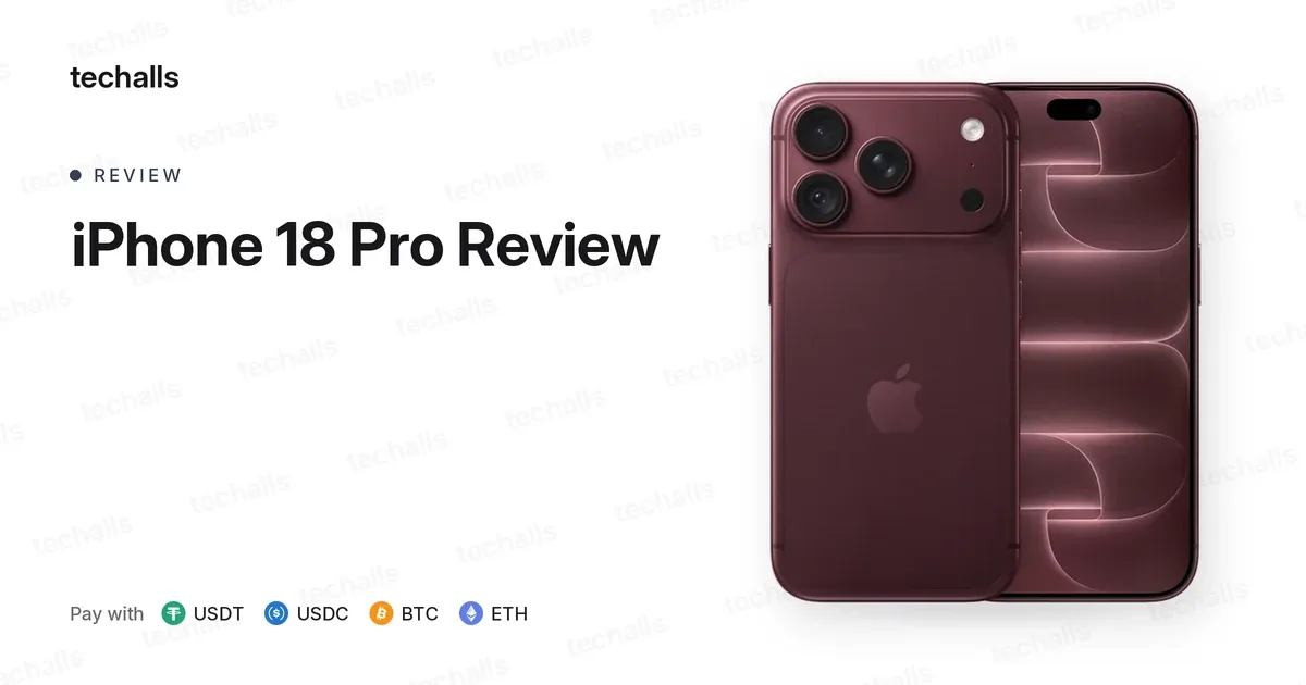 Apple iPhone 18 Pro on a white background with the Techalls logo
